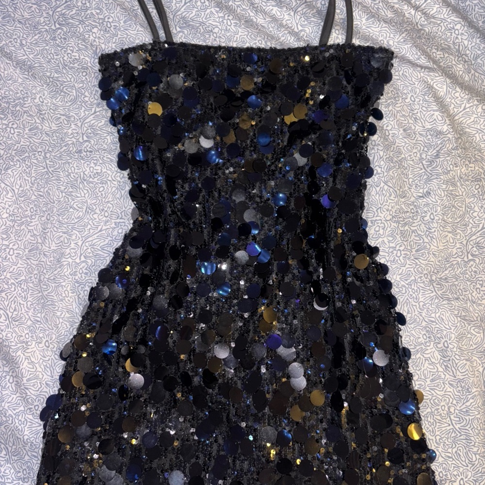 Black Sequin Mini Dress
